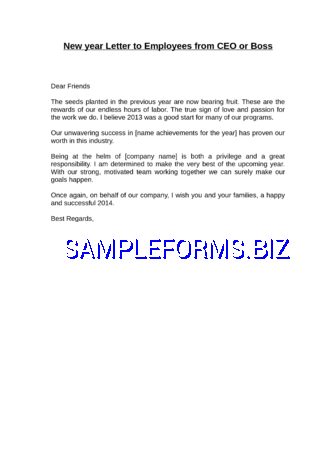 New year Letter to Employees from CEO or Boss docx pdf free